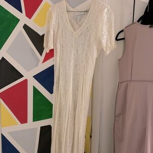 White short sleeve lace dress, l it’s from lewmagam it is long beautiful flow❤️
